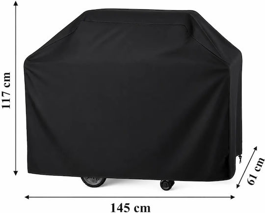 Grill Cover Zola Waterproof Uv Resistant Adjustable Drawstring Fastening 145 X 61 X 117 Cm Black