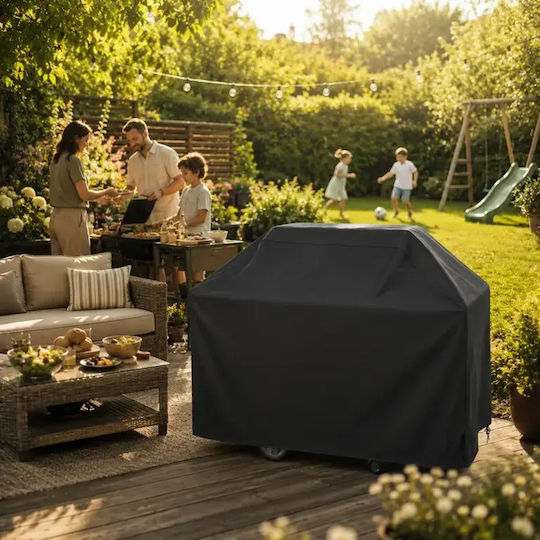 Grill Cover Zola Waterproof Uv Resistant Adjustable Drawstring Fastening 145 X 61 X 117 Cm Black