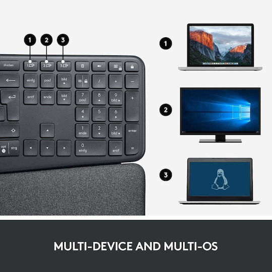 Logitech Ergo K860 Ασύρματο Πληκτρολόγιο Αγγλικό US