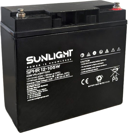 SunLight SPHR 12V-105W Μπαταρία UPS με Χωρητικότητα 19.4Ah και Τάση 12V