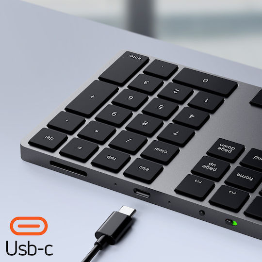 Satechi Aluminum Extended Ασύρματο Bluetooth Αριθμητικό Πληκτρολόγιο Γκρι
