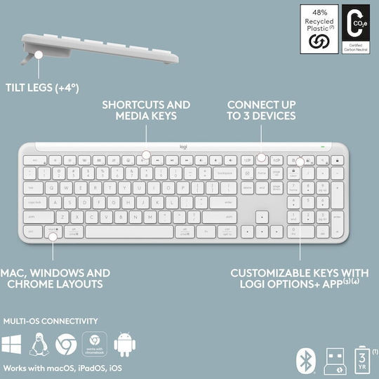 Logitech Signature Slim Kabellos Nur Tastatur Englisch US Offwhite