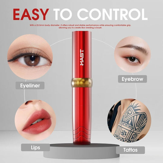 Kit Mașină De Tatuat Wireless Mast P10 Pro Stilou Reglabil Wireless 2-10v Cartușe Sterile Cu Ace Cerneală Neagră Machiaj Permanent Sprâncene Buze Eyeliner Tatuaje Linii Fine Profesional