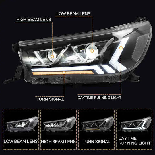 Фарове за автомобил Предни Тойота Хилукс 2015-2020 LED Дневни Светлини H7 H1 Крушки Комплект 2 Бройки