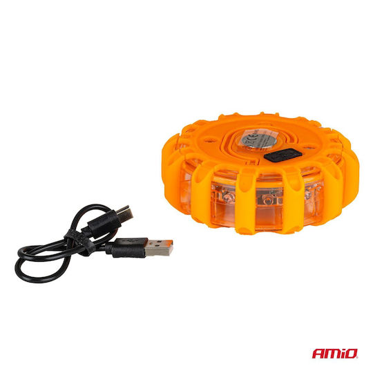 Amio Amio Emergency Safety Light Magnetic Rechargeable 12 SMD LED Red & 3 SMD White Immediate Hazard Signaling Portable Light – 1 Pc 04673/am 04673/am