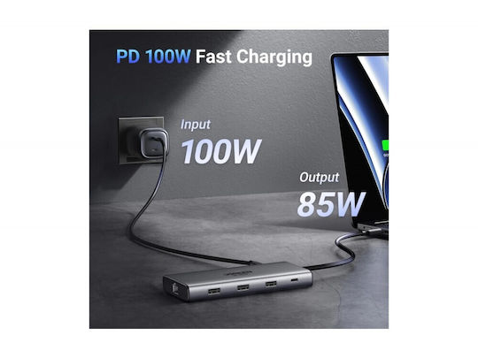 Ugreen Revodok Pro 210 USB-C Docking Station με HDMI 4K PD Ethernet Γκρι