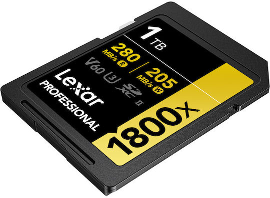 Lexar Professional 1800x SDXC 1TB U3 V60 UHS-II 280MB/s με αντάπτορα
