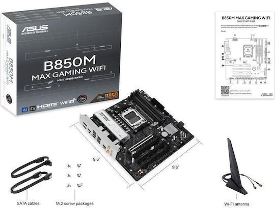 Asus B850M MAX Gaming WIFI Motherboard Micro ATX με AMD AM5 Socket 90MB1LL0-M0EAY0