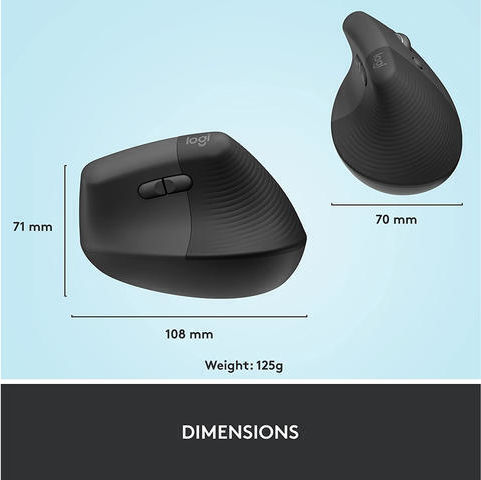 Logitech Lift Ασύρματο Εργονομικό Vertical Ποντίκι Μαύρο