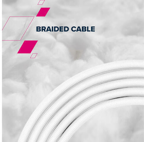 Canyon Braided USB 2.0 Cable USB-C male - USB-C 100W PD Λευκό 2m CND-CC100AB20W