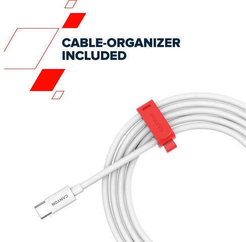 Canyon Braided USB 2.0 Cable USB-C male - USB-C 60W PD Λευκό 1.2m CND-CC60AB12W
