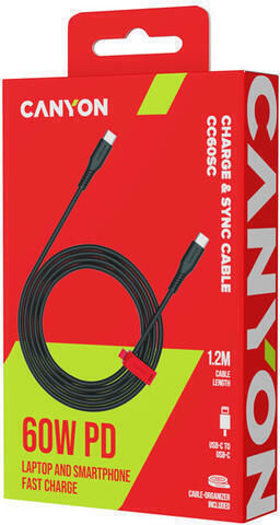 Canyon USB 2.0 Kabel USB-C männlich - USB-C 60W Schwarz 1,2m
