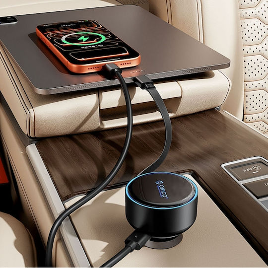 Orico Car Charger 60W With Ports 1xUSB-A 1xType-C With Type-C Cable Black Colour