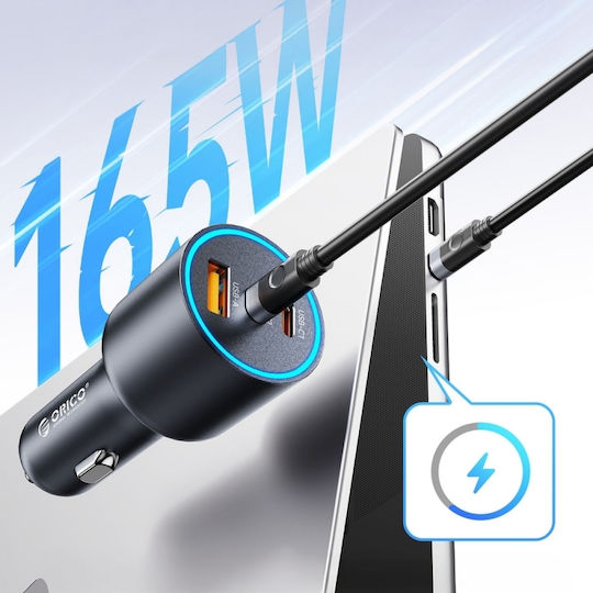 Orico Hyperdrive 165w Usb-a + 2x Usb-c Car Charger Black Hd-165-1a2c Orico-hd-165-1a2c-bk-ep-hu