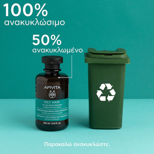 Apivita Oil Balance Peppermint & Propolis Σαμπουάν κατά της Σμηγματορροϊκής Δερματίτιδας για Λιπαρά Μαλλιά 250ml