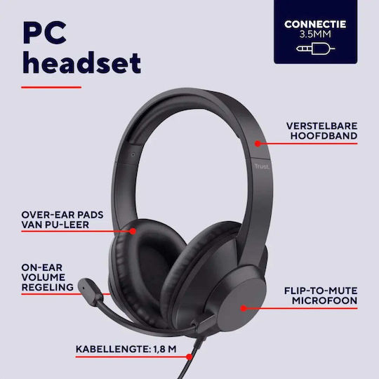 Trust Over Ear Multimedia-Kopfhörer Mit Mikrofon Und USB-C / 3,5 Mm Klinke 25460