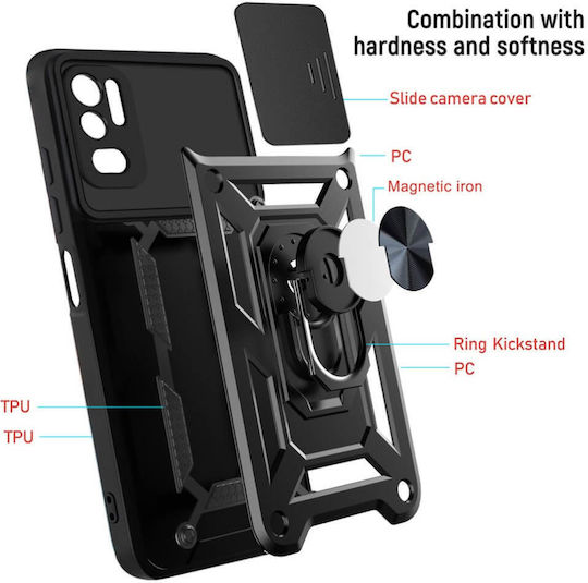 Orso Combo Kickstand Slide Back Cover Μαύρο (Xiaomi Redmi 12 5G)