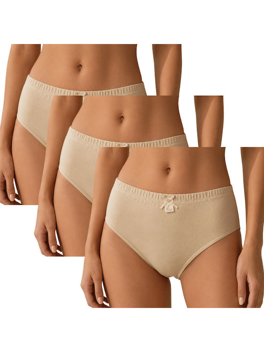 Hohe Taille Damen-Slips 3er Pack Beige