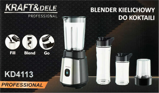 Kraft & Dele Μπλέντερ με Πλαστική Κανάτα 570 ml 1500W Γκρι KD4113