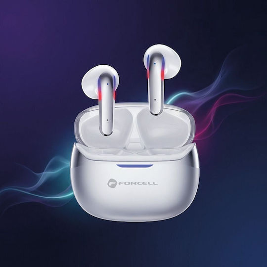 Forcell F-Audio Pulse Air Earbud Casti Bluetooth Handsfree Căști cu Husă de Încărcare Argintii