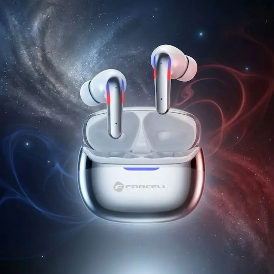 Forcell F-Audio Pulse Pro In-ear Bluetooth Handsfree Ακουστικά με Θήκη Φόρτισης Ασημί