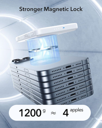ESR Qi2 MagSlim MagSafe Qi2 Power Bank 5000mAh 15W Λευκό