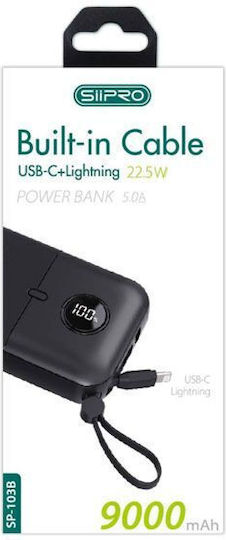 SiiPro SP-103B Power Bank 9000mAh 22.5W Μαύρο