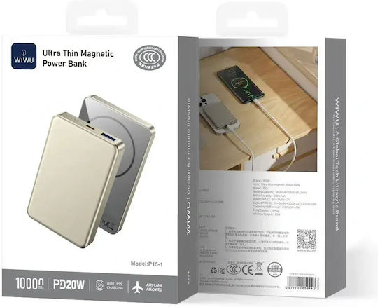 Wiwu P15-1 MagSafe Power Bank 10000mAh 15W Stromlieferung Gold