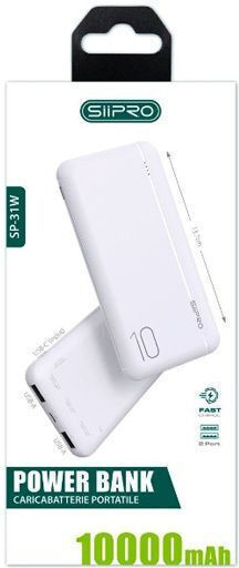SiiPro Sp-31 Baterie Externă 10000mAh 22.5W cu 2 Porturi de Ieșire USB-A și Port de Ieșire USB-C Power Delivery Albă