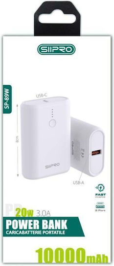SiiPro SP-89W Външна Батерия 10000mAh 20W с USB-A Изходен Порт и USB-C Изходен Порт Power Delivery Бяла