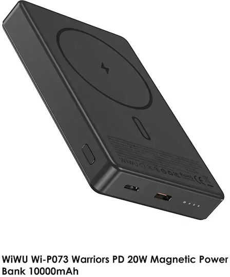 Wiwu P073 MagSafe Външна Батерия 10000mAh 20W с USB-A Изходен Порт и USB-C Изходен Порт Power Delivery Черна