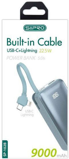 SiiPro SP-102 Power Bank 9000mAh 22.5W με Θύρα USB-A και Θύρα USB-C Power Delivery