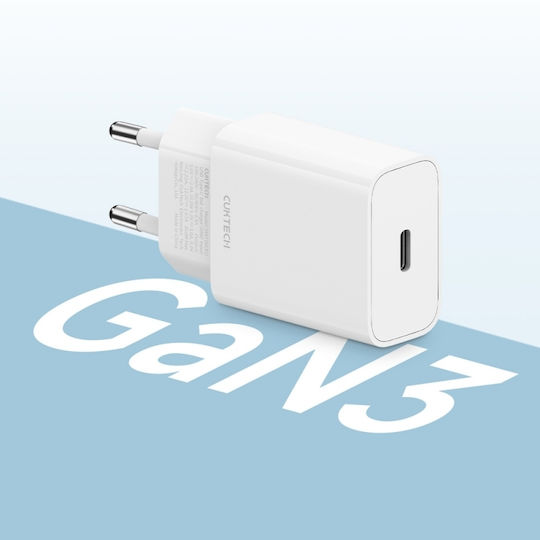 Cuktech Зарядно Устройство Без Кабел GaN с USB-C Порт и USB-C Кабел 20W Бял (HA716C)