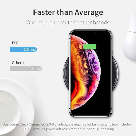 ESR Ασύρματος Φορτιστής (Qi Pad) 15W Μαύρος (Tidal Magnetic)