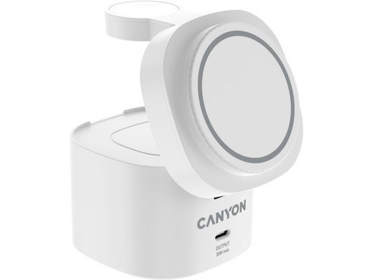 Canyon Kabelloser Qi2 Ladegerät mit USB-C Ausgangsanschluss 30W Stromlieferung Weiß (OnCharge 405)