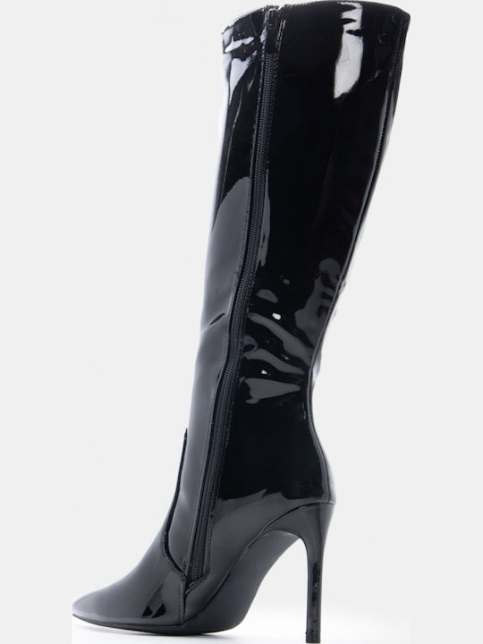 Suede Women's Boots with High Heel Black