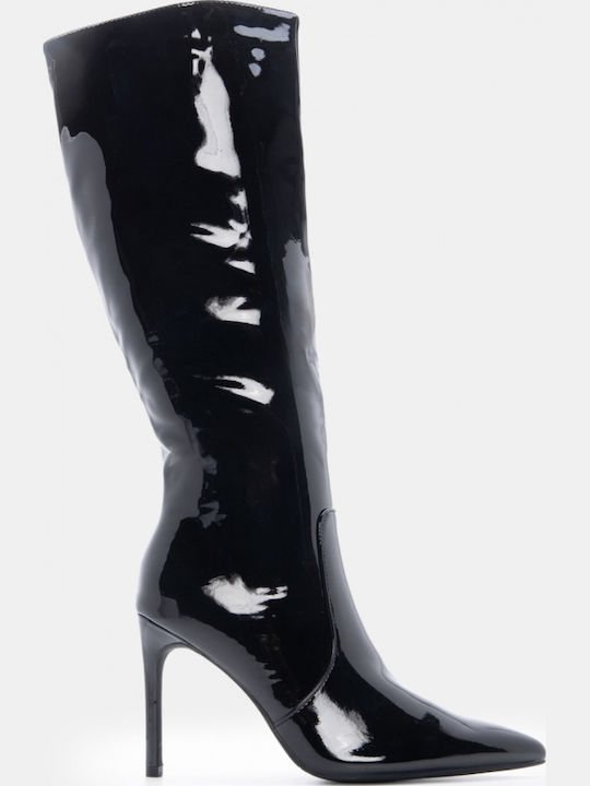 Suede Women's Boots with High Heel Black
