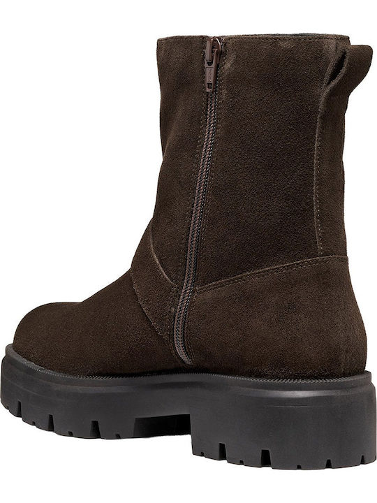 Suede Women's Ankle Boots Brown