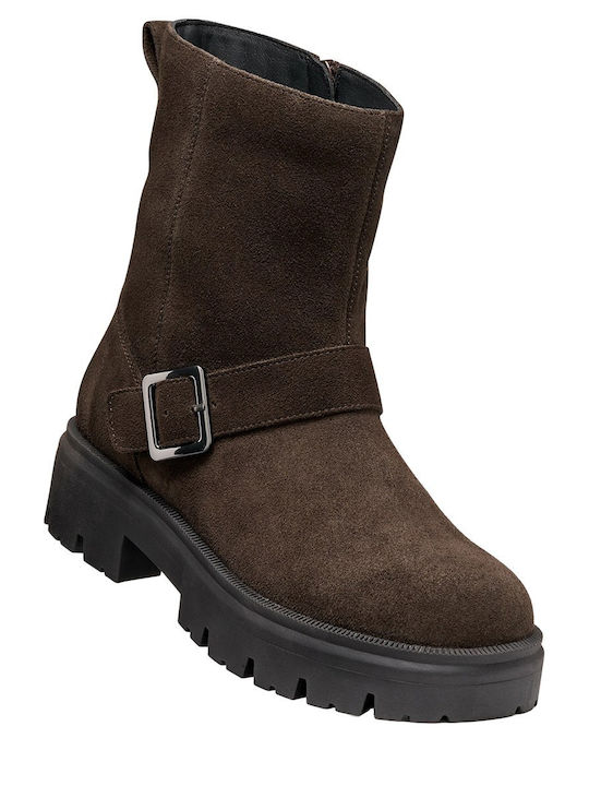 Suede Women's Ankle Boots Brown