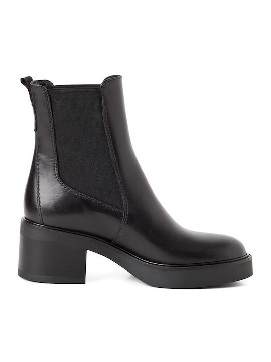 Leder Damen Chelsea-Stiefel Schwarz