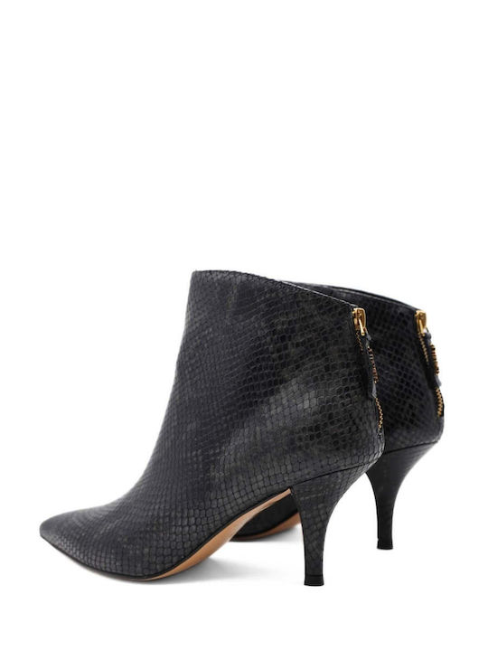 Leder Damen Stiefeletten Schwarz