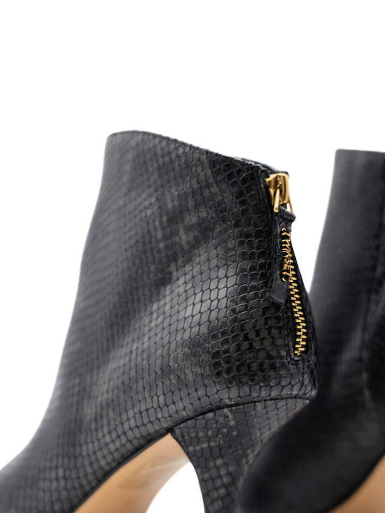 Leder Damen Stiefeletten Schwarz