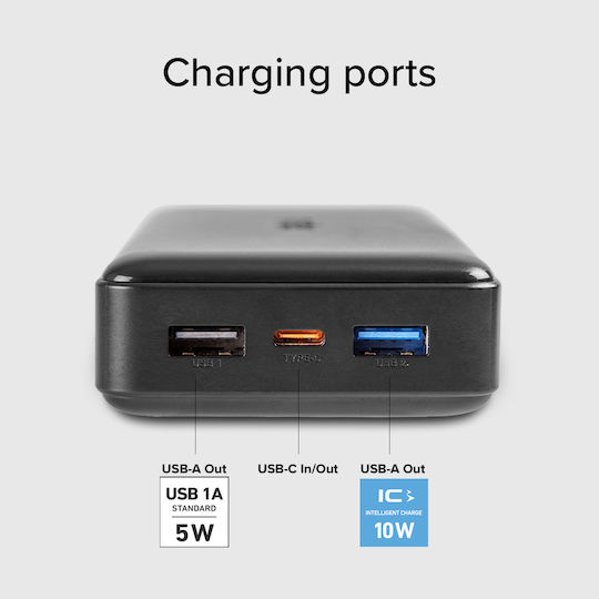 SBS Fast Power Bank 20000mAh με 2 Θύρες USB-A Μαύρο