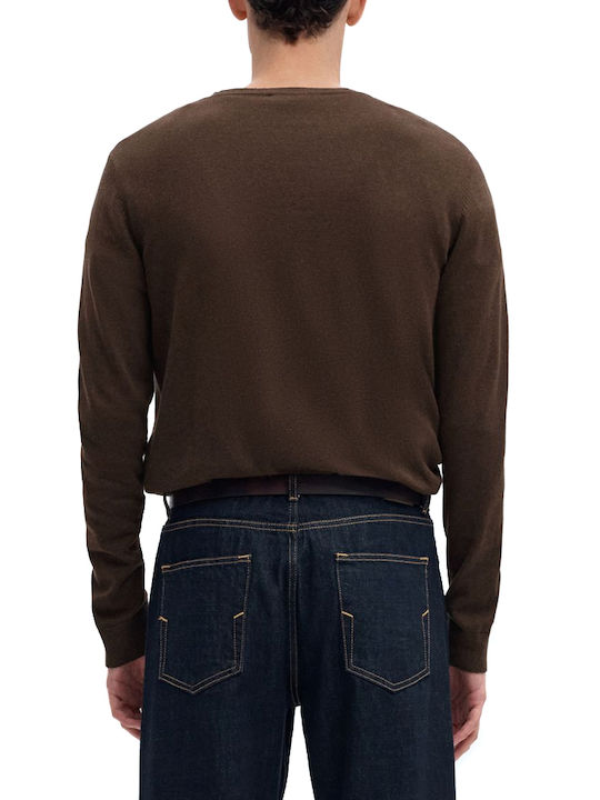 Selected Crew Neck Long Sleeve Brown Sweater