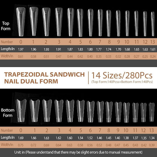 Sandwich Nägel Doppelte Formulare Nr.28 Stiletto 280Stücke