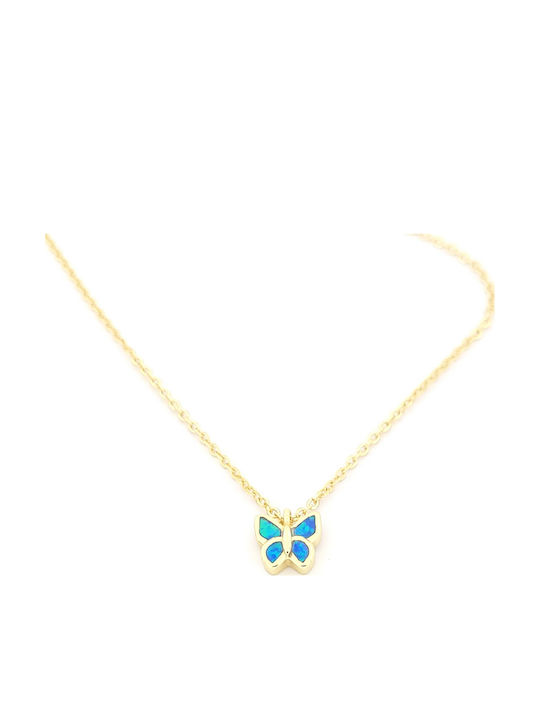 GLS Silver Necklace With Butterfly Design From Gold Plated Silver