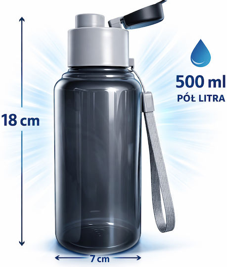 Paso Kinder Trinkflasche mit Stroh Schwarz 500ml