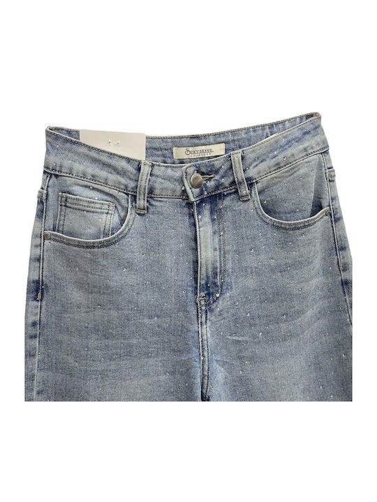 Pantaloni Jean de damă cu talie înaltă