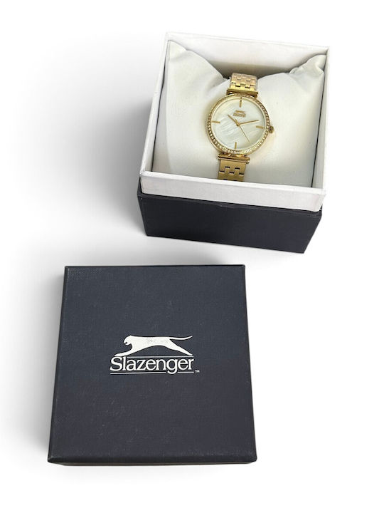 Slazenger Дамски Часовник Кварцов с Златна Стоманена Гривна