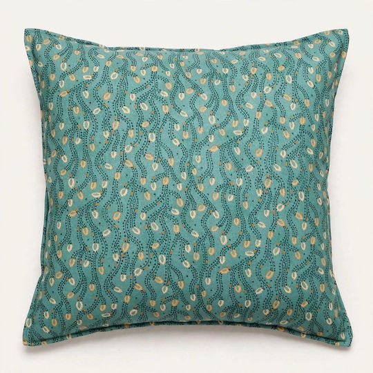 Oxygen Dekorativer Kissenbezug Eco Text Fabric Lampshades Grüne & Goldene Blätter 45x45cm